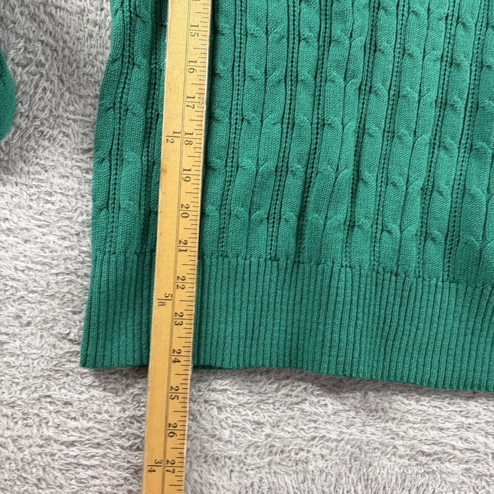 St. Johns Bay Cable Knit Sweater Womens Medium Green Crewneck Soft Cotton Nylon - Picture 4 of 8